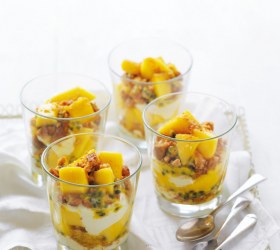 Mango & Passionfruit with Ginger Nut Crumb and Mascarpone